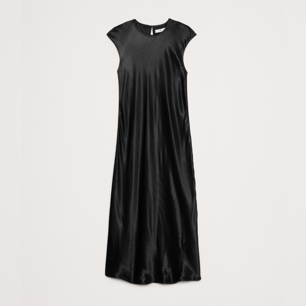 NEW! Banana Republic Black Bias-Cut Satin Midi Dress - XXS 🏒 - Picture 7 of 8